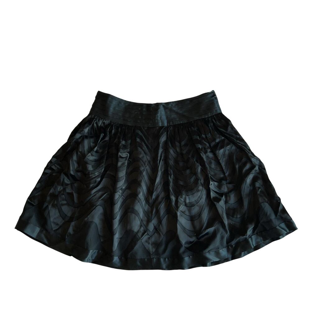 Skirt Womens 30 Black Skater Satin Pleated Layered Lined Zip Party Cocktail